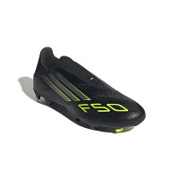 adidas F50 League Veterloze Gras / Kunstgras Voetbalschoenen (MG) Zwart Zilver Neongeel