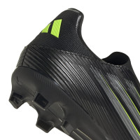 adidas F50 League Veterloze Gras / Kunstgras Voetbalschoenen (MG) Zwart Zilver Neongeel