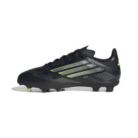 adidas F50 League Gazon Naturel Gazon Artificiel Chaussures de Foot (MG) Enfants Noir Argenté Néon Jaune