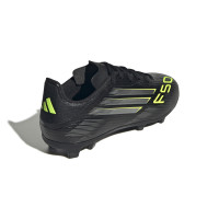 adidas F50 League Gazon Naturel Gazon Artificiel Chaussures de Foot (MG) Enfants Noir Argenté Néon Jaune