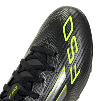 adidas F50 League Gazon Naturel Gazon Artificiel Chaussures de Foot (MG) Enfants Noir Argenté Néon Jaune