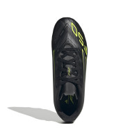 adidas F50 Club Gazon Naturel Gazon Artificiel Chaussures de Foot (MG) Enfants Noir Argenté Néon Jaune