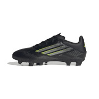 adidas F50 Club Gazon Naturel Gazon Artificiel Chaussures de Foot (MG) Noir Argenté Néon Jaune