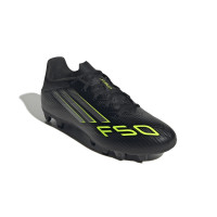 adidas F50 Club Gazon Naturel Gazon Artificiel Chaussures de Foot (MG) Noir Argenté Néon Jaune