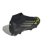 adidas F50 League Mid IJzeren-Nop Voetbalschoenen (SG) Zwart Zilver Neongeel