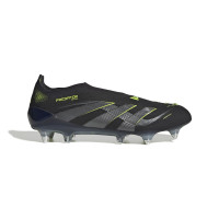 adidas Predator Elite Sans Lacets Crampons Vissés Chaussures de Foot (SG) Noir Gris Foncé Jaune Néon