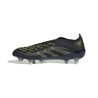 adidas Predator Elite Sans Lacets Crampons Vissés Chaussures de Foot (SG) Noir Gris Foncé Jaune Néon