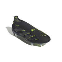 adidas Predator Elite Sans Lacets Crampons Vissés Chaussures de Foot (SG) Noir Gris Foncé Jaune Néon
