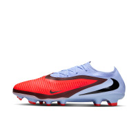 Nike Phantom 6 Low Pro Gazon Naturel Chaussures de Foot (FG) Bleu Clair Rouge Vif Noir