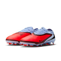 Nike Phantom 6 Low Pro Gazon Naturel Chaussures de Foot (FG) Bleu Clair Rouge Vif Noir