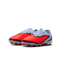 Nike Phantom 6 Low Pro Gazon Naturel Artificiel Chaussures de Foot (MG) Enfants Bleu Clair Rouge Vif Noir
