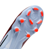 Nike Phantom 6 Low Pro Gazon Naturel Artificiel Chaussures de Foot (MG) Enfants Bleu Clair Rouge Vif Noir