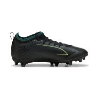 PUMA Ultra 6 Match Gazon Naturel Artificiel Chaussures de Foot (MG) Enfants Noir Vert Foncé Vert Vif