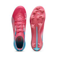 Chaussures de football PUMA Ultra 6 Ultimate Re-Charge Grass (FG) roses, bleues et blanches