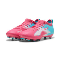 Chaussures de football PUMA Ultra 6 Match Recharge en gazon et gazon artificiel (MG) pour Enfants, roses, bleues et blanches