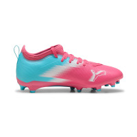 PUMA Ultra 6 Match Re-Charge Gras / Kunstgras Voetbalschoenen (MG) Kids Roze Blauw Wit