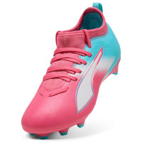 PUMA Ultra 6 Match Re-Charge Gras / Kunstgras Voetbalschoenen (MG) Kids Roze Blauw Wit