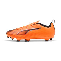 PUMA Ultra 6 Play Gazon Naturel Artificiel Chaussures de Foot (MG) Enfants Orange Noir Argenté