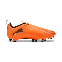 PUMA Ultra 6 Play Gazon Naturel Artificiel Chaussures de Foot (MG) Enfants Orange Noir Argenté