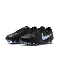 Nike Tiempo Legend 10 Elite Gazon Naturel Chaussures de Foot (FG) Noir Bleu Clair