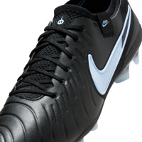 Nike Tiempo Legend 10 Elite Gazon Naturel Chaussures de Foot (FG) Noir Bleu Clair
