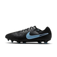 Nike Tiempo Legend 10 Pro Gazon Naturel Chaussures de Foot (FG) Noir Bleu Clair
