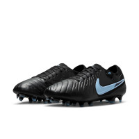 Nike Tiempo Legend 10 Pro Gazon Naturel Chaussures de Foot (FG) Noir Bleu Clair