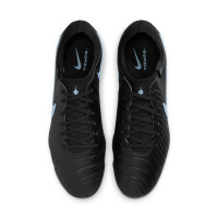Nike Tiempo Legend 10 Pro Gazon Naturel Chaussures de Foot (FG) Noir Bleu Clair