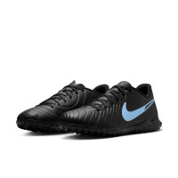 Nike Tiempo Legend 10 Club Turf Chaussures de Foot (TF) Noir Bleu Clair