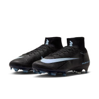 Nike Zoom Mercurial Superfly 10 Elite Gazon Naturel Chaussures de Foot (FG) Noir Bleu Clair