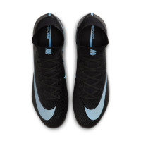 Nike Zoom Mercurial Superfly 10 Elite Gazon Naturel Chaussures de Foot (FG) Noir Bleu Clair