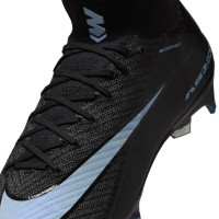 Nike Zoom Mercurial Superfly 10 Elite Gazon Naturel Chaussures de Foot (FG) Noir Bleu Clair