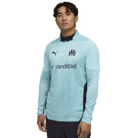 PUMA Olympique Marseille Haut d'Entraînement 1/4-Zip 2025-2026 Bleu Foncé Blanc