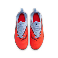 Nike Phantom 6 Low Academy Gazon Naturel Artificiel Chaussures de Foot (MG) Enfants Bleu Clair Rouge Vif Noir