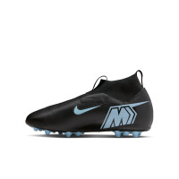 Nike Zoom Mercurial Superfly 10 Academy Gazon Artificiel Chaussures de Foot (AG) Enfants Noir Bleu Clair