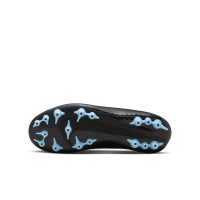 Nike Zoom Mercurial Superfly 10 Academy Gazon Artificiel Chaussures de Foot (AG) Enfants Noir Bleu Clair