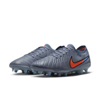 Nike Tiempo Legend 10 Elite Gazon Naturel Chaussures de Foot (FG) Bleu Clair Rouge Vif Noir