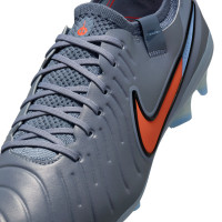 Nike Tiempo Legend 10 Elite Gazon Naturel Chaussures de Foot (FG) Bleu Clair Rouge Vif Noir