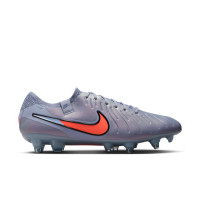 Nike Tiempo Legend 10 Elite Crampons Vissés Chaussures de Foot (SG) Anti-Clog Bleu Clair Rouge Vif Noi