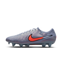 Nike Tiempo Legend 10 Elite Crampons Vissés Chaussures de Foot (SG) Anti-Clog Bleu Clair Rouge Vif Noi