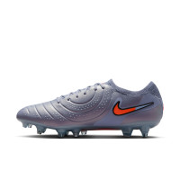 Nike Tiempo Legend 10 Elite Crampons Vissés Chaussures de Foot (SG) Anti-Clog Bleu Clair Rouge Vif Noi