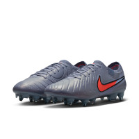Nike Tiempo Legend 10 Elite Crampons Vissés Chaussures de Foot (SG) Anti-Clog Bleu Clair Rouge Vif Noi