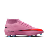 Nike Mercurial Superfly 10 Club Gazon Naturel Gazon Artificiel Chaussures de Foot (MG) Rose Rouge Vif Bleu Clair