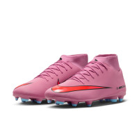 Nike Mercurial Superfly 10 Club Gazon Naturel Gazon Artificiel Chaussures de Foot (MG) Rose Rouge Vif Bleu Clair