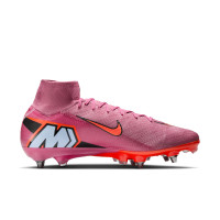 Nike Zoom Mercurial Superfly 10 Elite Crampons Vissés Chaussures de Foot (SG) Rose Rouge Vif Bleu Clair