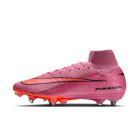 Nike Zoom Mercurial Superfly 10 Elite Crampons Vissés Chaussures de Foot (SG) Rose Rouge Vif Bleu Clair