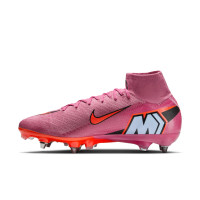 Nike Zoom Mercurial Superfly 10 Elite Crampons Vissés Chaussures de Foot (SG) Rose Rouge Vif Bleu Clair