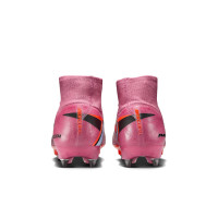 Nike Zoom Mercurial Superfly 10 Elite Crampons Vissés Chaussures de Foot (SG) Rose Rouge Vif Bleu Clair