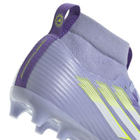 adidas F50 Sparkfusion League Gazon Naturel Artificiel Chaussures de Foot (MG) Enfants Mauve Jaune