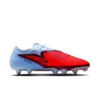 Nike Phantom 6 Low Elite Crampons Vssés Chaussures de Foot (SG) Bleu Clair Rouge Vif Noir